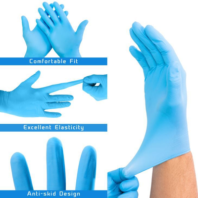 Nitrile Blue Anti-slip Glove Disposable Powder Free CE
